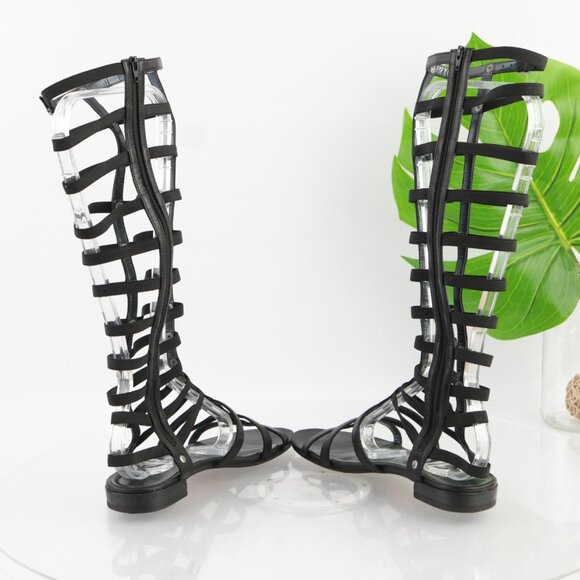 Stuart Weitzman Womens Gladiator Sandal Size 6.5 Tall Black Leather Strappy Shoe - Picture 8 of 14